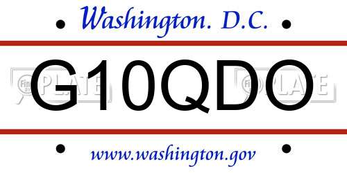 G10QDO District Of Columbia License Plate