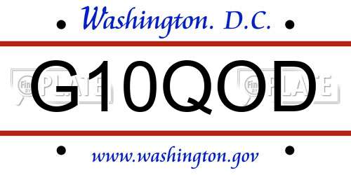 G10QOD District Of Columbia License Plate