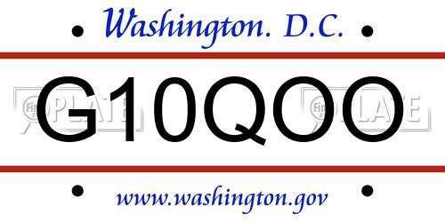G10QOO District Of Columbia License Plate