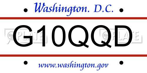 G10QQD District Of Columbia License Plate