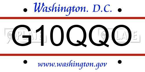 G10QQO District Of Columbia License Plate
