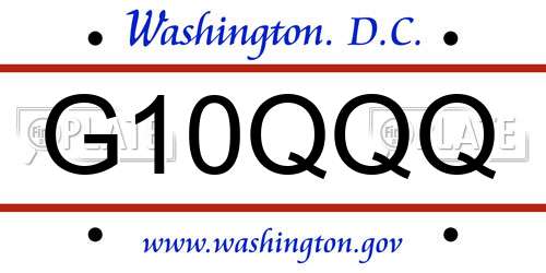 G10QQQ District Of Columbia License Plate