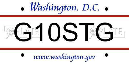 G10STG District Of Columbia License Plate