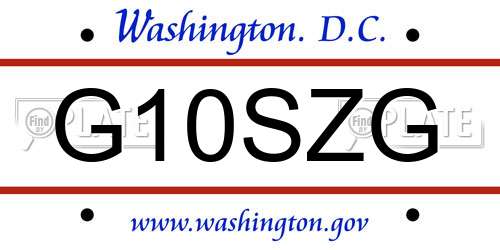 G10SZG District Of Columbia License Plate