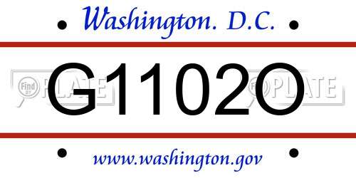 G1102O District Of Columbia License Plate