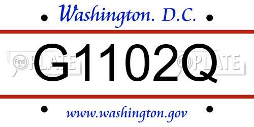 G1102Q District Of Columbia License Plate