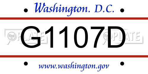 G1107D District Of Columbia License Plate