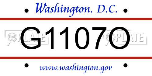 G1107O District Of Columbia License Plate