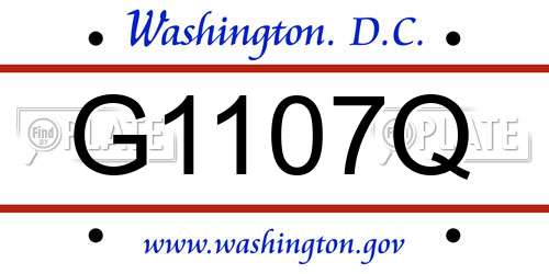 G1107Q District Of Columbia License Plate