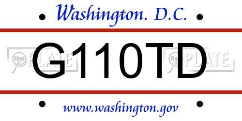 G110TD District Of Columbia License Plate