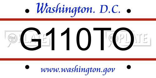 G110TO District Of Columbia License Plate