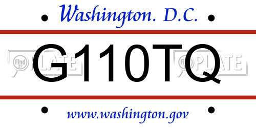 G110TQ District Of Columbia License Plate