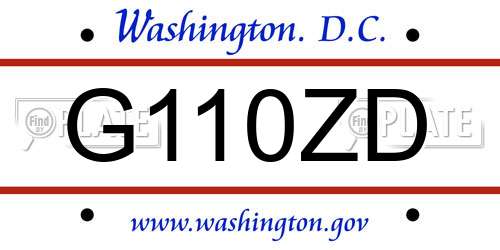 G110ZD District Of Columbia License Plate
