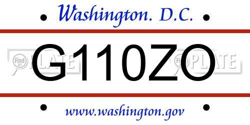 G110ZO District Of Columbia License Plate