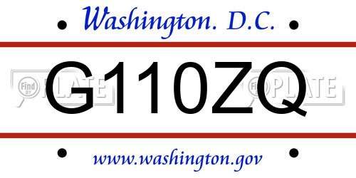 G110ZQ District Of Columbia License Plate