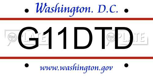 G11DTD District Of Columbia License Plate