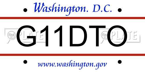 G11DTO District Of Columbia License Plate