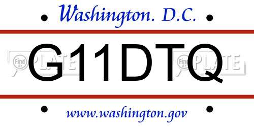 G11DTQ District Of Columbia License Plate