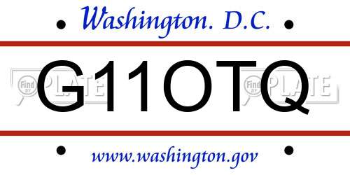 G11OTQ District Of Columbia License Plate