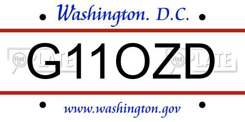 G11OZD District Of Columbia License Plate