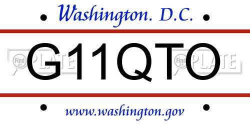 G11QTO District Of Columbia License Plate
