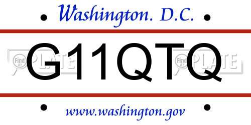 G11QTQ District Of Columbia License Plate
