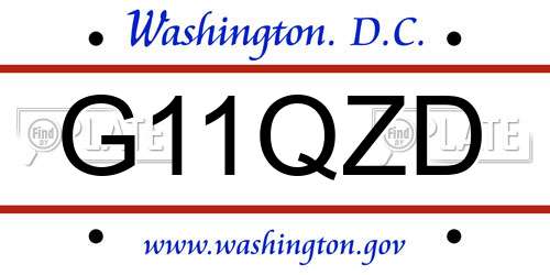 G11QZD District Of Columbia License Plate