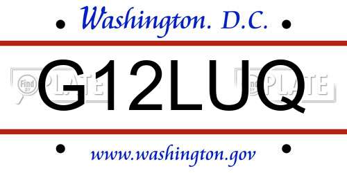 G12LUQ District Of Columbia License Plate