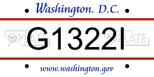 G1322I District Of Columbia License Plate