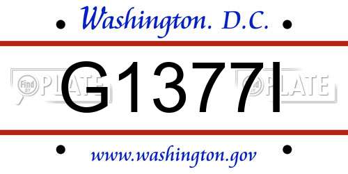G1377I District Of Columbia License Plate