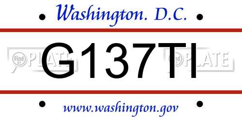 G137TI District Of Columbia License Plate