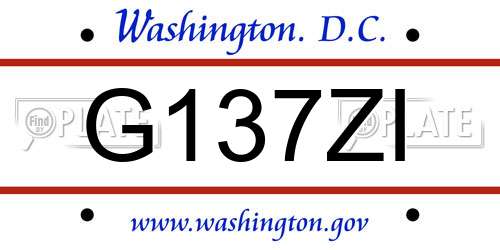 G137ZI District Of Columbia License Plate