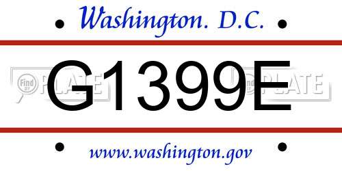 G1399E District Of Columbia License Plate
