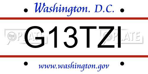 G13TZI District Of Columbia License Plate