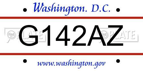 G142AZ District Of Columbia License Plate