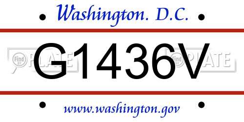 G1436V District Of Columbia License Plate