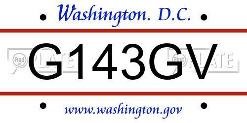 G143GV District Of Columbia License Plate