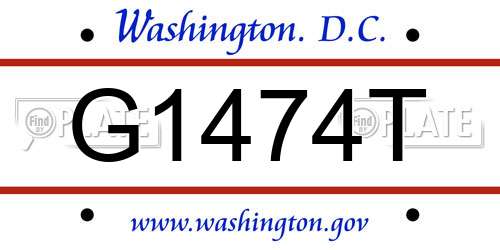 G1474T District Of Columbia License Plate