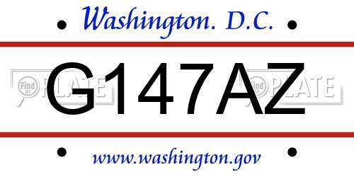 G147AZ District Of Columbia License Plate