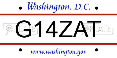 G14ZAT District Of Columbia License Plate