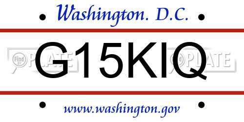 G15KIQ District Of Columbia License Plate