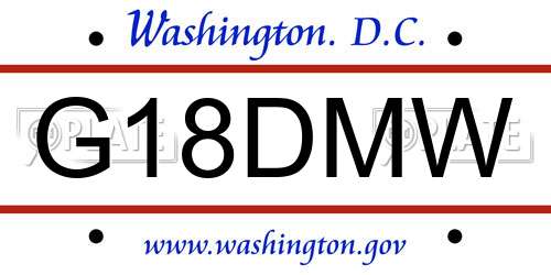 G18DMW District Of Columbia License Plate