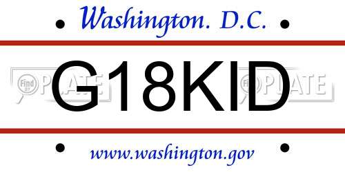 G18KID District Of Columbia License Plate