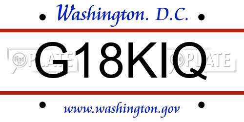 G18KIQ District Of Columbia License Plate