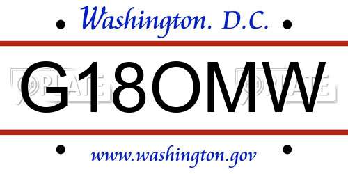 G18OMW District Of Columbia License Plate