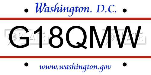 G18QMW District Of Columbia License Plate