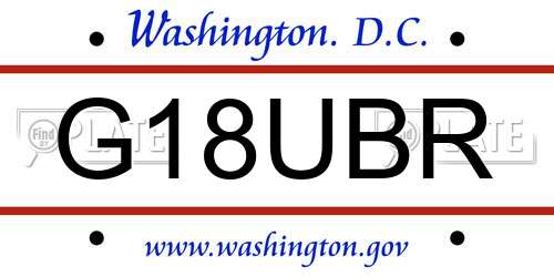 G18UBR District Of Columbia License Plate