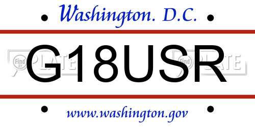 G18USR District Of Columbia License Plate
