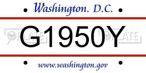 G1950Y District Of Columbia License Plate