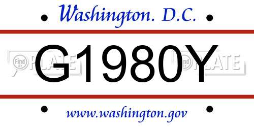 G1980Y District Of Columbia License Plate
